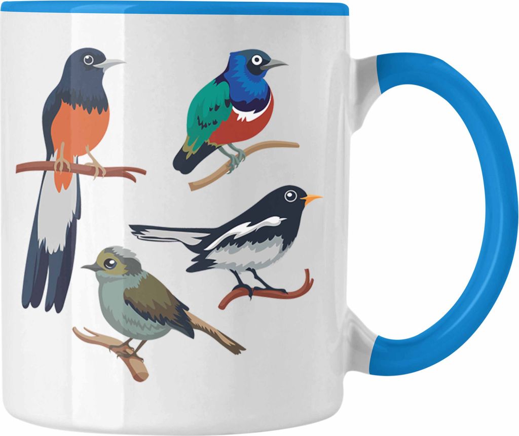 Trendation - Arten von Vögeln Vogel Tasse Geschenk Grafik Geschenkdiee für Vogel-Liebhaber (Blau)