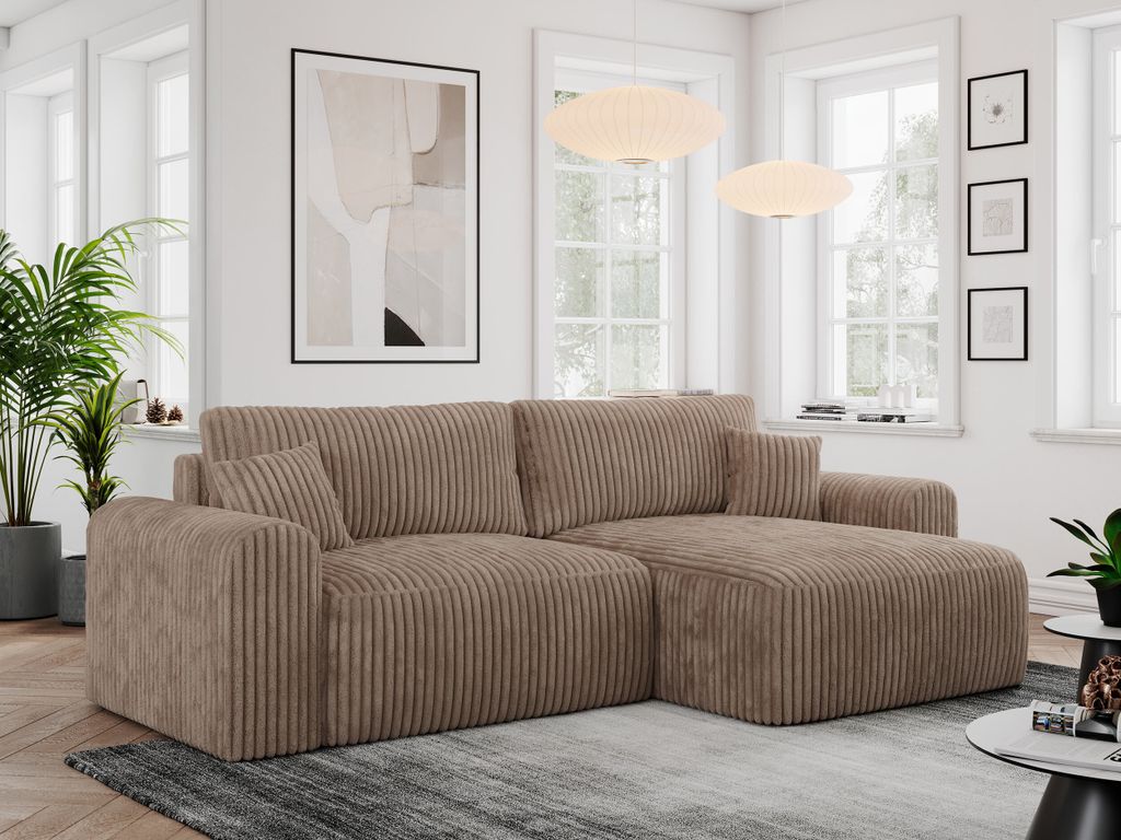 MKS MEBLE Cord Sofa L-Form, Ecksofa mit Schlaffunktion, Produktbild 