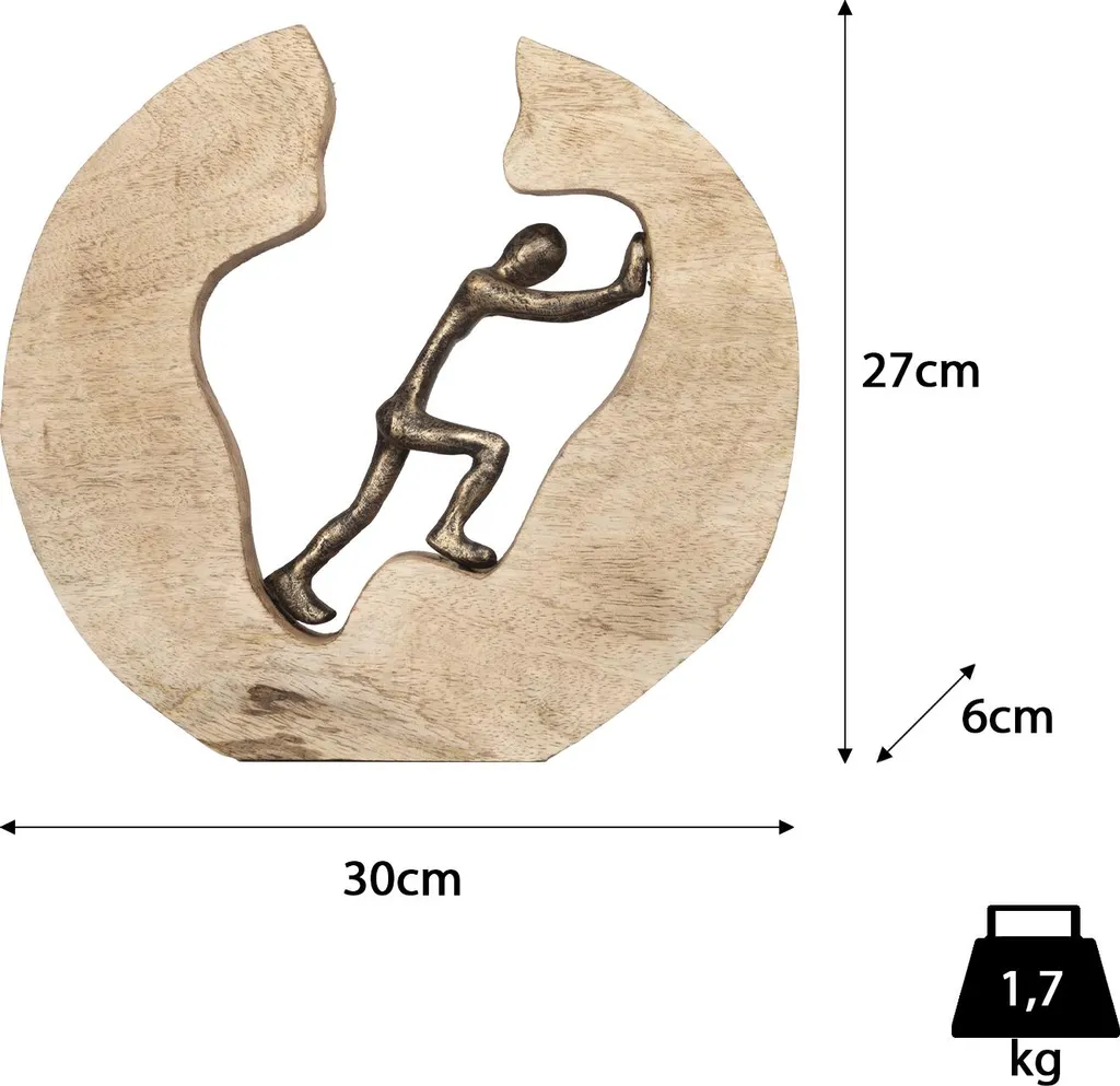 Objet de Décoration Sculpture Moderne Push and Work Mangoholz Alu 29 cm