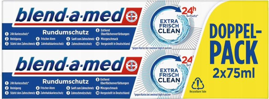 Blend-a-med Extra Frisch Clean 2x75 ml Minz-Zahnpasta 24h Produktbild 
