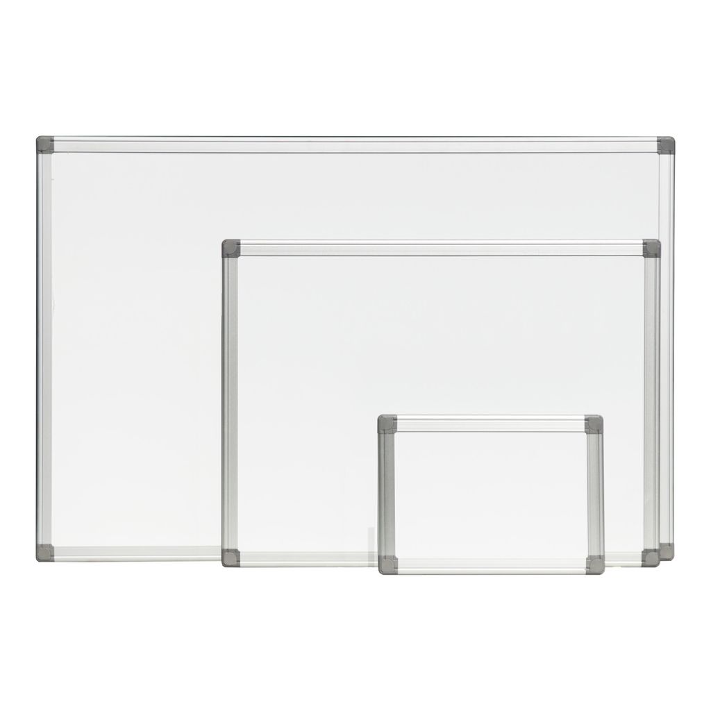 STIER Whiteboard, magnetisch mit Stiftablage und Alu-Rahmen, trocken abwischbar, 1800 mm x 1200 mm (B x H), Board mit Befestigungsmaterial, Vertika...