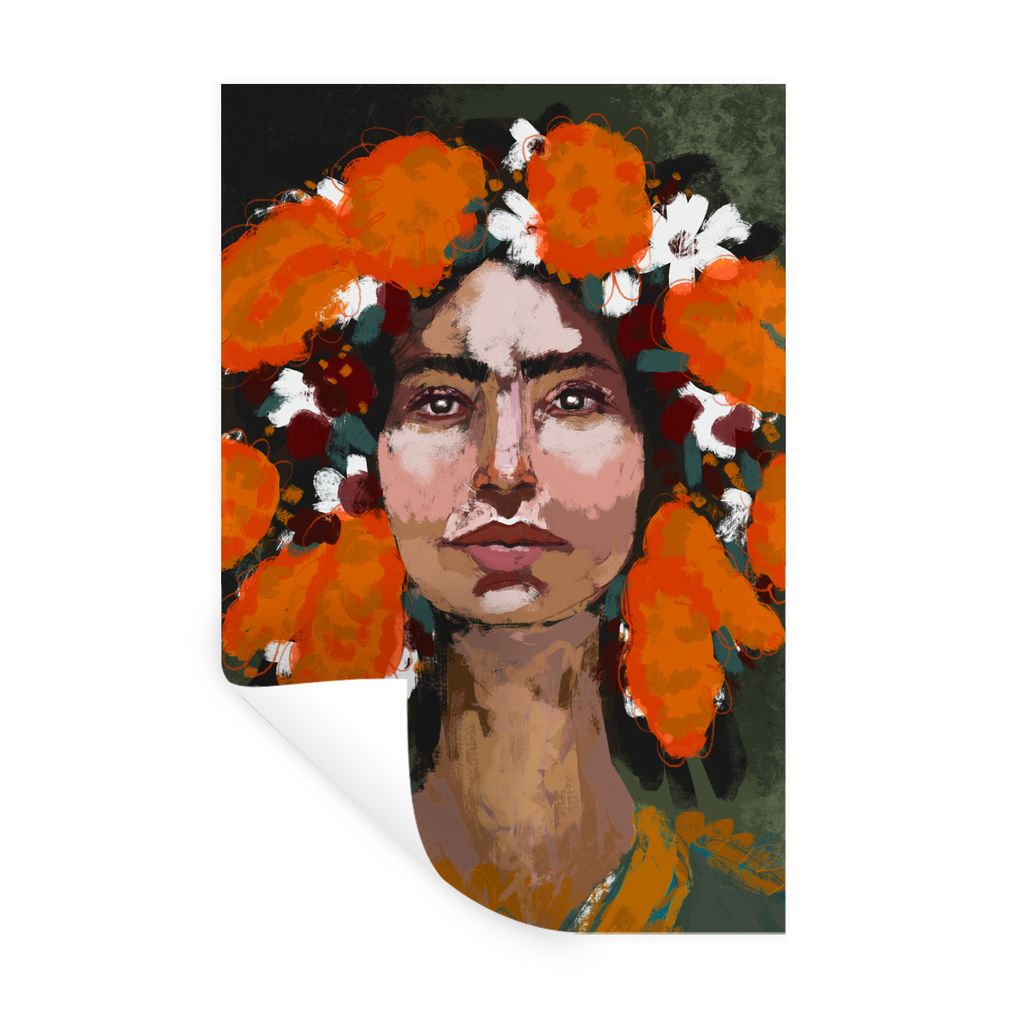 MuchoWow Wandtattoo Wandsticker Wandaufkleber Abstrakt - Frau - Porträt - Gemälde 40x60 cm Selbstklebend und Repositionierbar - Wierderverwendb...