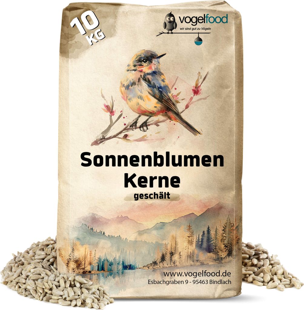 Vogelfood 10 kg geschälte Sonnenblumenkerne Ernte 2025 Vogelfutter Streufutter Fettfutter