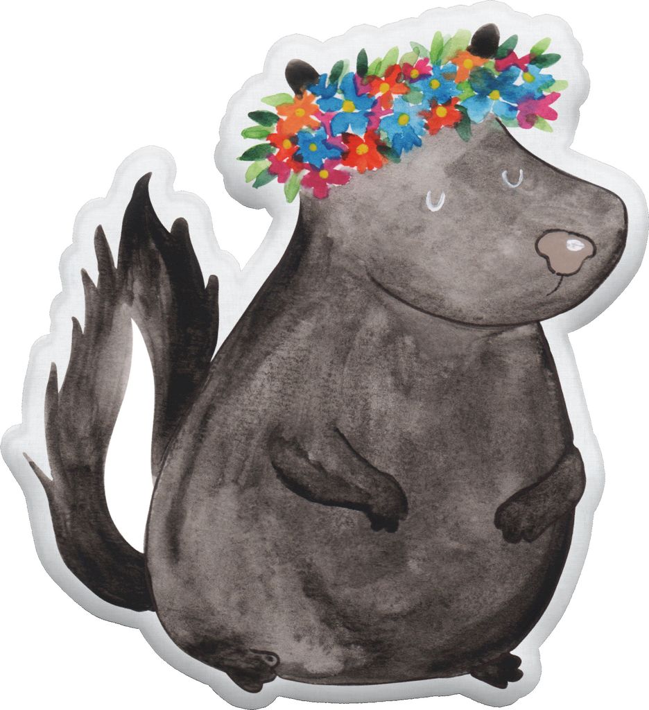 Mr. & Mrs. Panda Dekokissen Stinktier Mädchen 35 cm - Weiß - Geschenk, Raubtier, Kuscheltier, kissen tier, Namaste, Skunk, Stofftier, Yoga, Wildt...