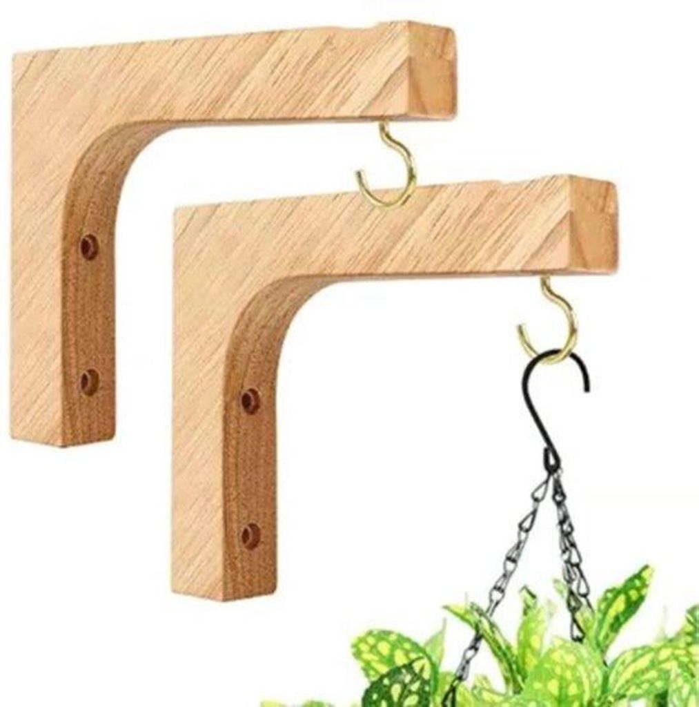 Zwei Wandhalter für Pflanzen, 15*12cm Dekorative Holzhaken mit Schrauben für Balkonlampe Vogeltränke, Pflanzentopf-Accessoire, Tragfähigkeit 30kg