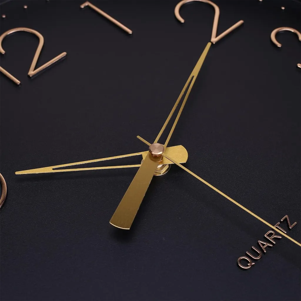 Grande horloge murale ronde noire décorative pour salon et bureau chic