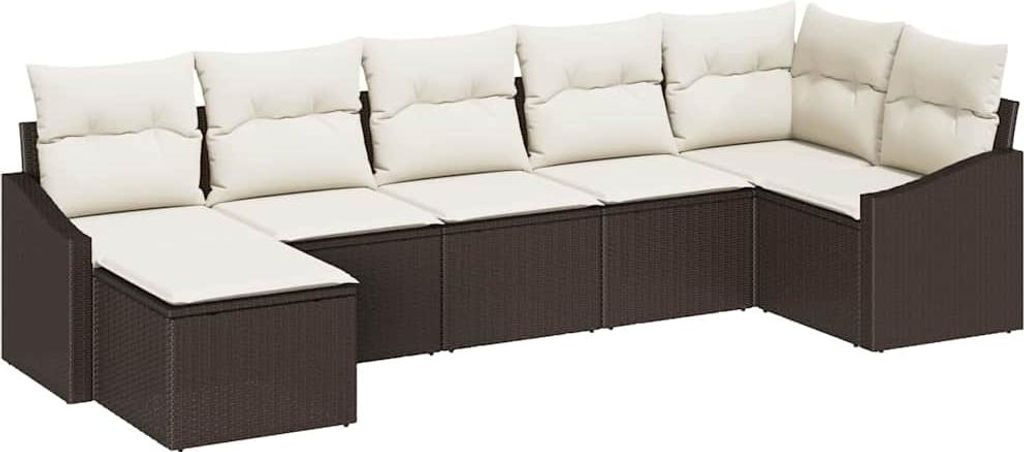 (Robust Möbel) Sofa Set mit Kissen 7 pcs Braun Poly Rattan - Terassenmöbel DEMöbel277819