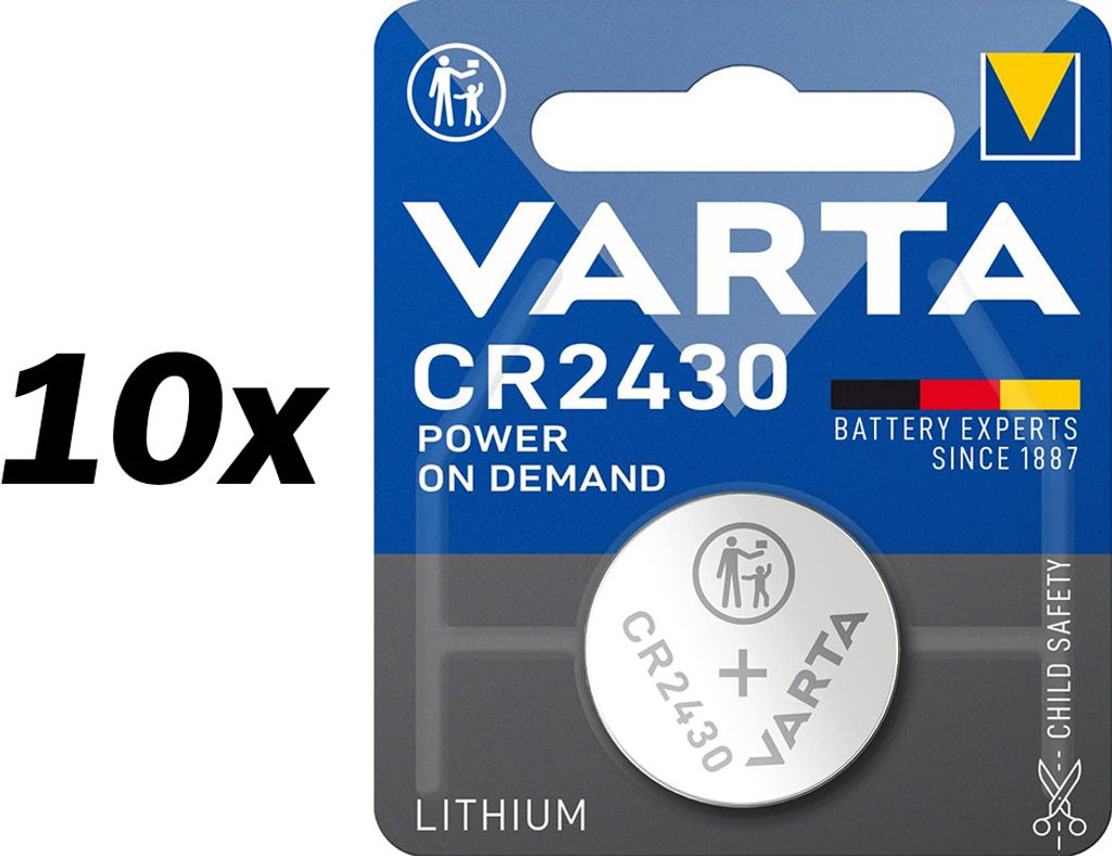 10x Varta Knopfzelle CR2430 Batterie 3V Lithium Coin Retail