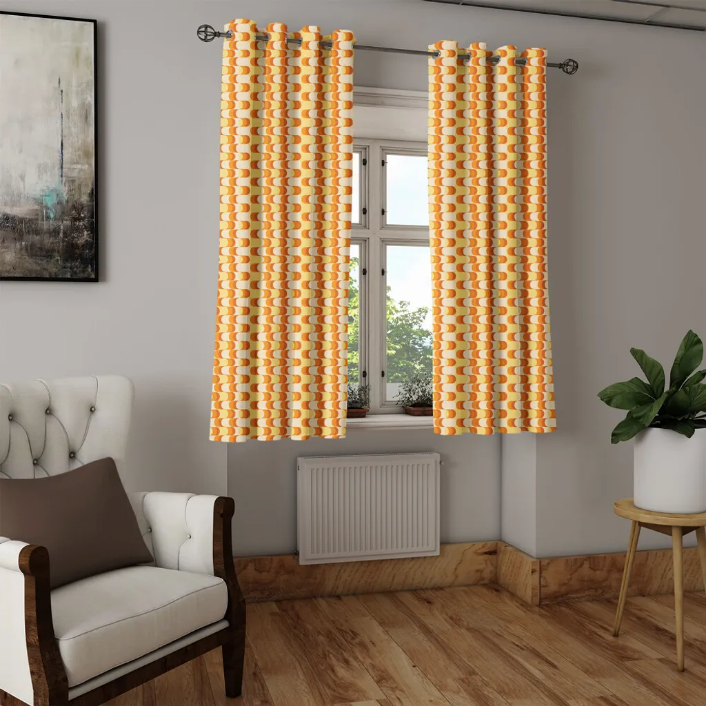 Rideau à œillets ABAKUHAUS Vintage Orange 280x245cm Lot de 2 Panneaux