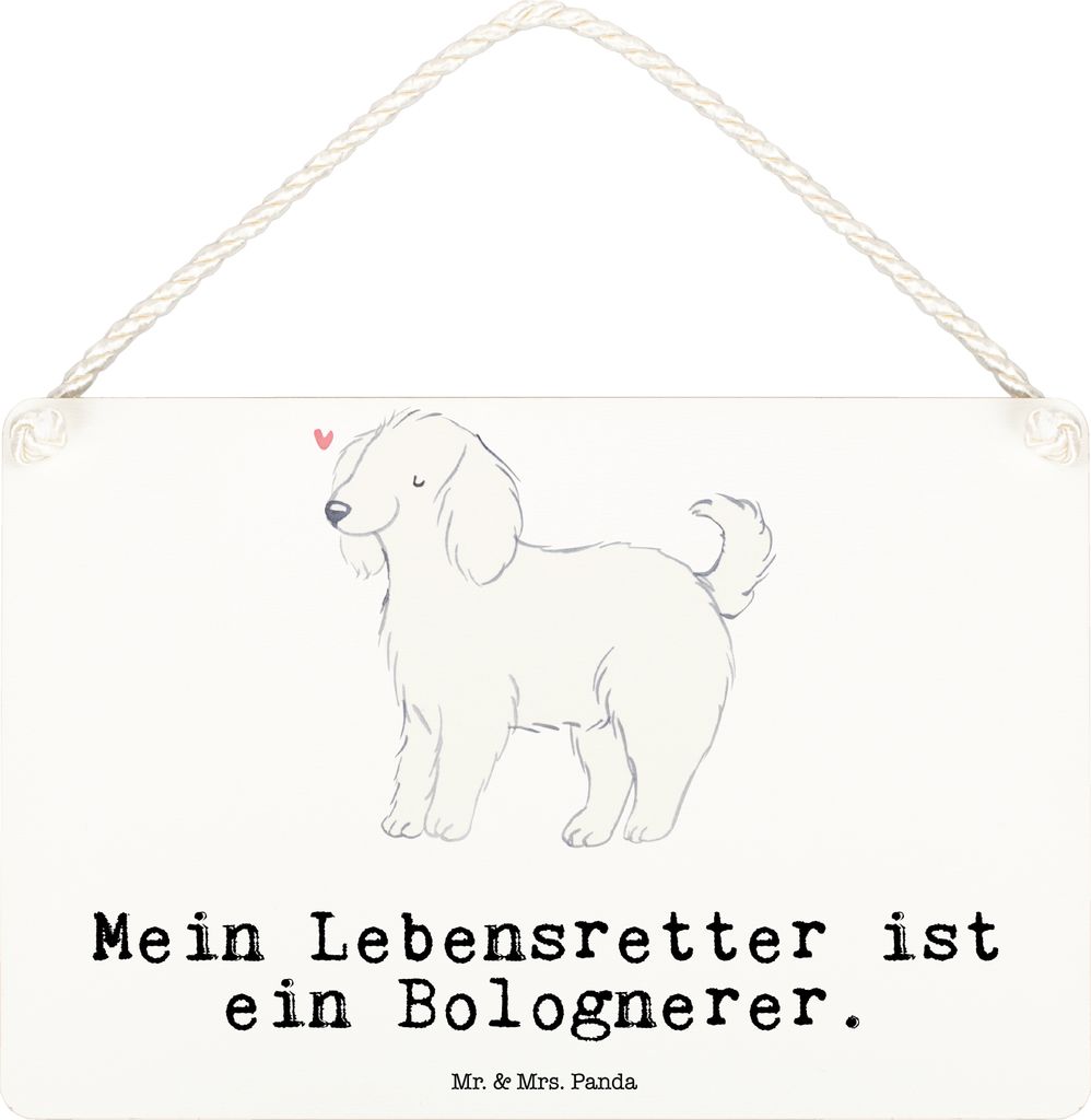 Mr. & Mrs. Panda Schild Bologneser Lebensretter DIN A6 - Weiß - Geschenk, kleine aufmerksamkeit, Holzschild, Wandbild Holz, holzbild, Türschild