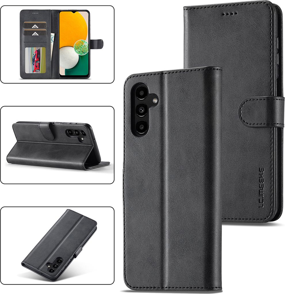 Galaxy A24 Hülle, Klapphüllen Brieftasche Leder Magnetverschluss Ständer Schutzhülle für Samsung Galaxy A24 4G Schwarz
