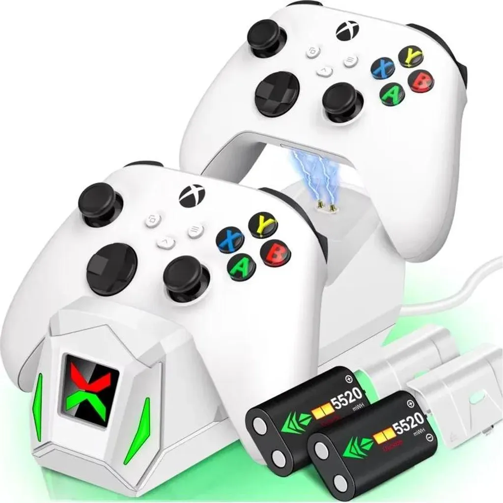 Station de Recharge pour Manettes de Jeu avec Double Dock de Charge Blanc