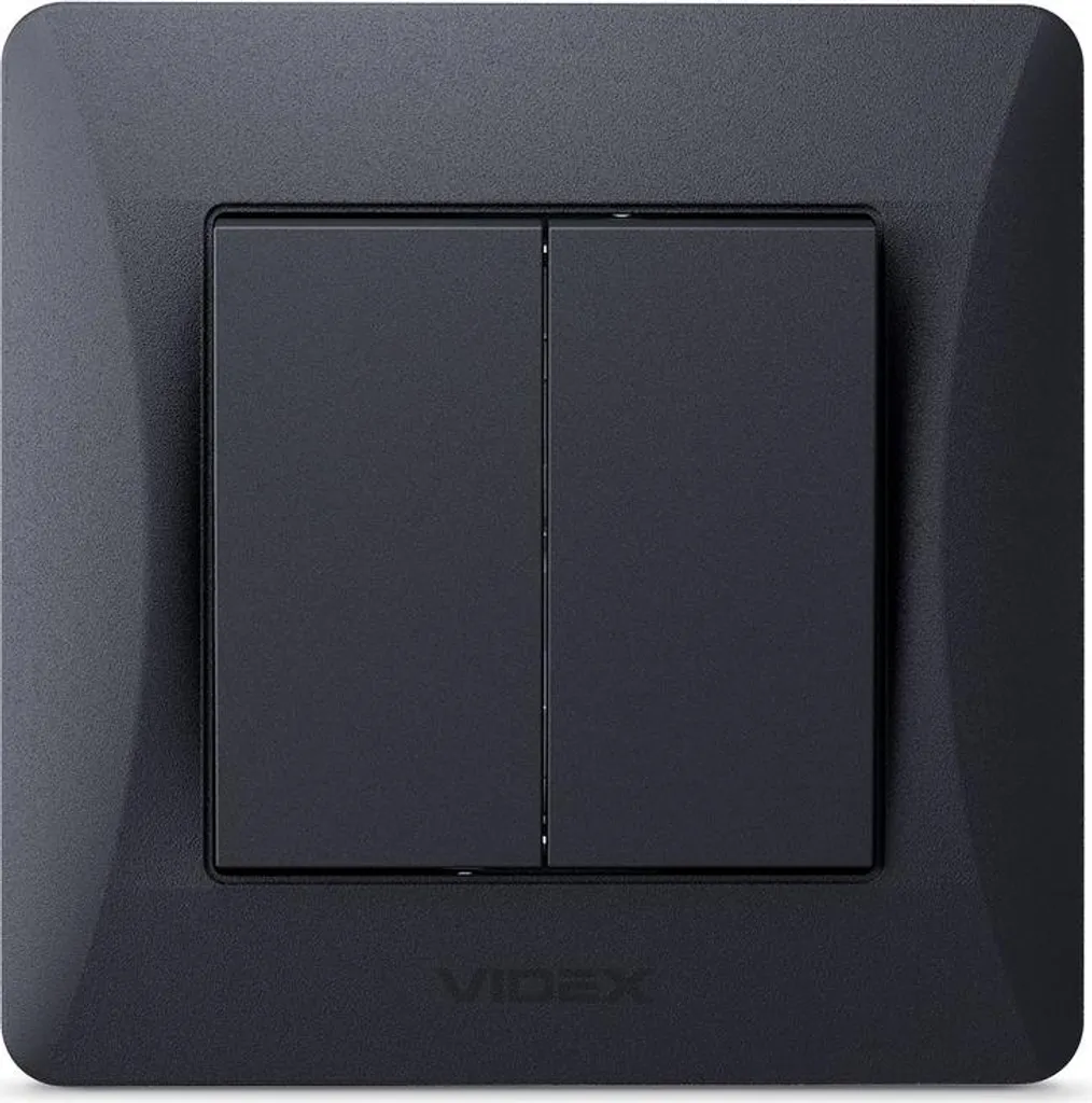 Interrupteur noir mat bipolaire VIDEX BINERA encastré avec finition PC - 2