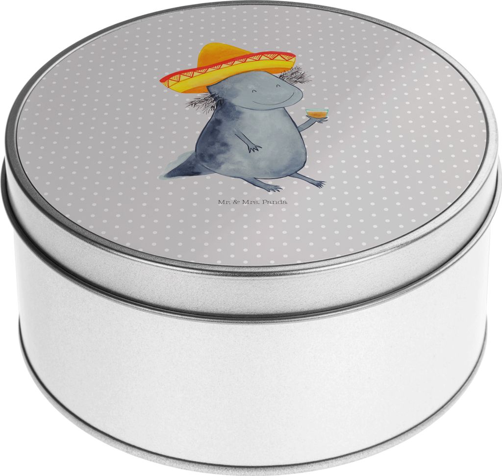 Mr. & Mrs. Panda Dose Axolotl Tequila - Grau Pastell - Geschenk, gebäckdose, Mexico, Party, keksdosen, Urlaub, Vorratsdosen, Kaffeedose, Keksdose,...