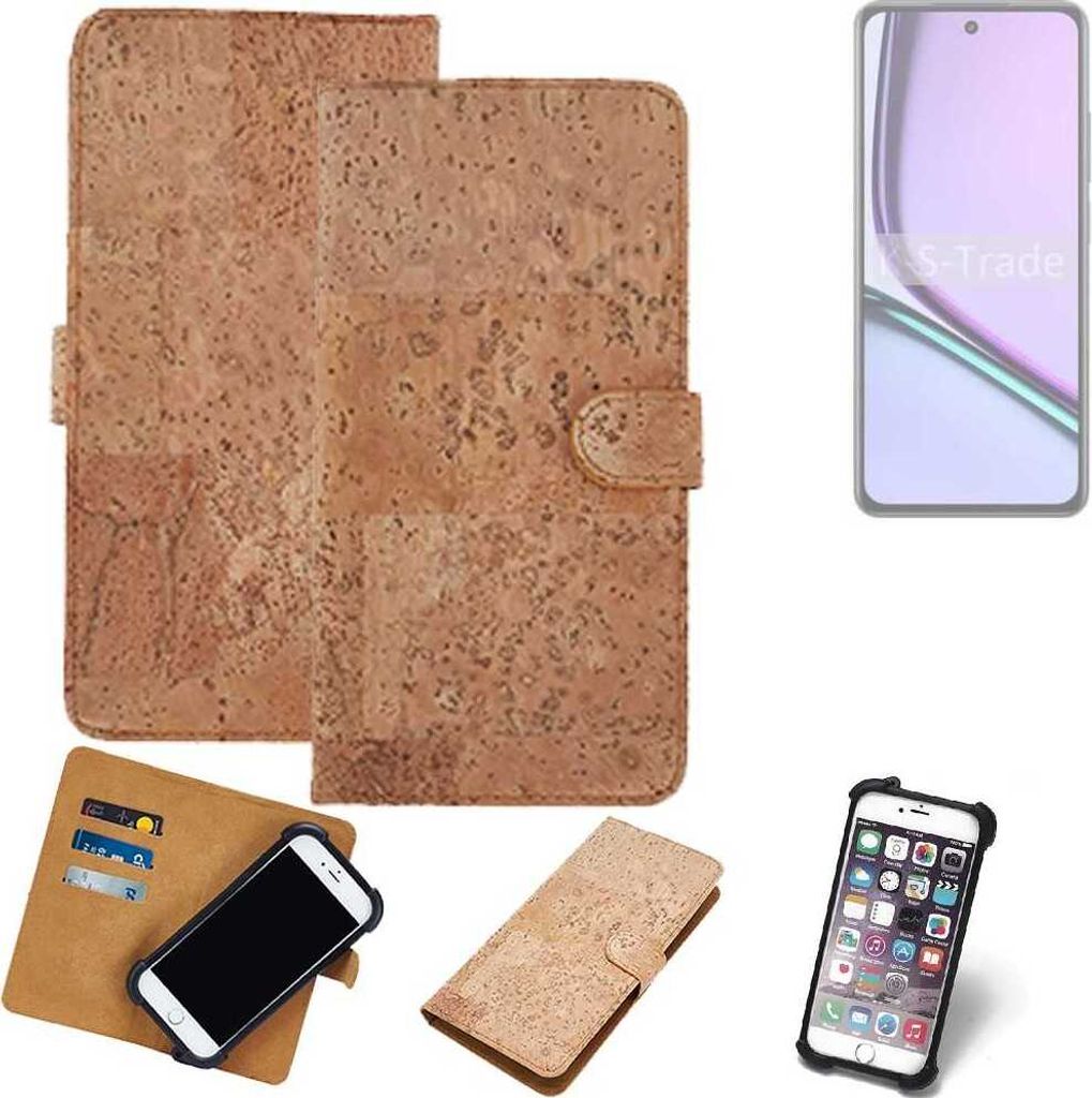 K-S-Trade Hülle kompatibel mit Realme 12 Lite Kork Handyhülle Cover Schutzhülle TPU Case Bumper in Hellbraun, (1x)