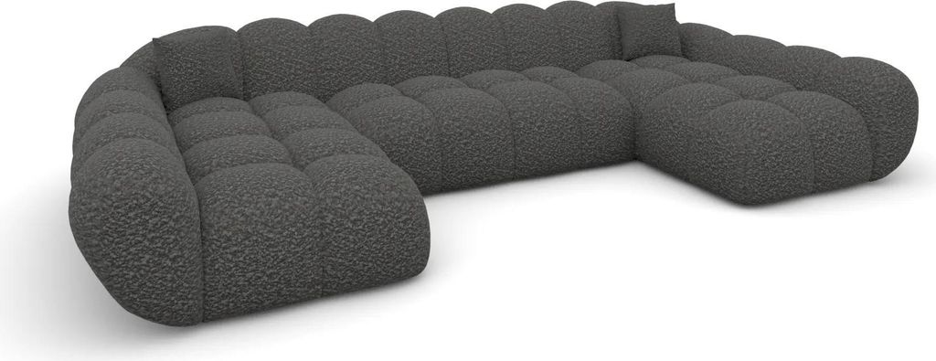 Bouclé U-Form XXL Wohnlandschaft Studio Liva Graphit