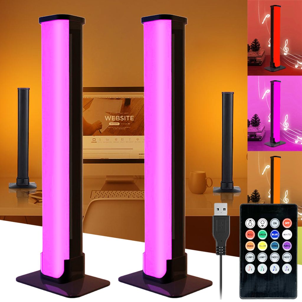 2 Stück RGB Lightbar LED Gaming Lampe TV Hintergrundbeleuchtung Musik Sync Ambient Beleuchtung für PC TV Gaming Zimmer Deko