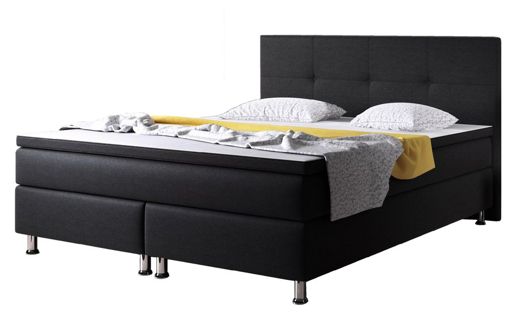 Boxspringbett Dallas 140x200 Webstoff Schwarz