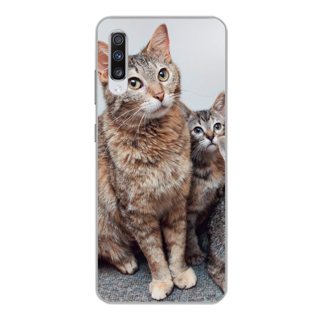 MuchoWow Handyhülle Schutzhülle Hülle für Samsung Galaxy A70 Katze - Kätzchen - Fell Silikon Softcase Handy Hülle - Schutzhaube