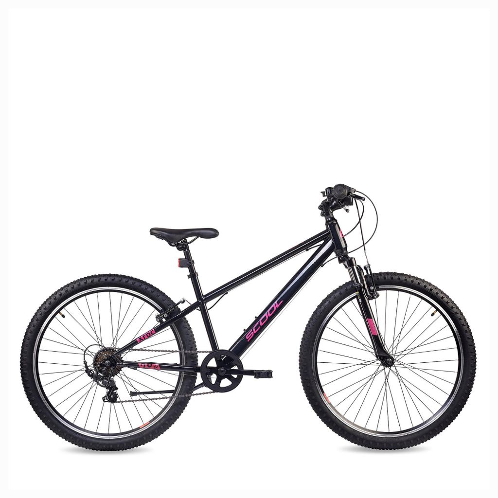26 Zoll Kinderfahrrad S'COOL Xroc, 6 Gang, Kettenschaltung, V-Brake, Schutzbleche, Reflektoren, Black/Pink, 140–160 cm ab 10 J.