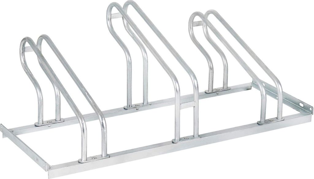 STIER Fahrradständer, für 3 Räder, feuerverzinkte Stahlkonstruktion, Bügelparker, auch für Mountainbikes, zur Reihenverbindung und Bodenbefest...