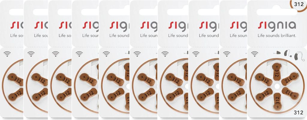 Signia 10x Signia 312 Hörgerätebatterien 6er Blister PR41 Produktbild 