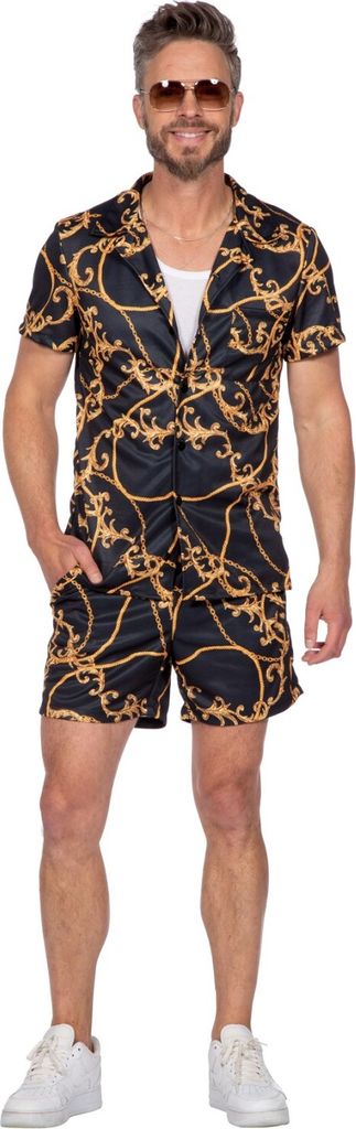 Festival Outfit Party Anzug schwarz-gold, Groesse:L