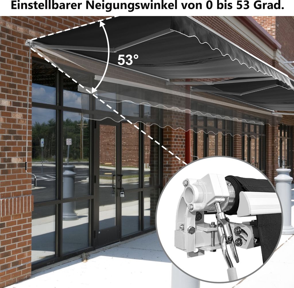 UISEBRT 250 X 200 cm markýza se sklopným ramenem hliníková Obrázek produktu 5