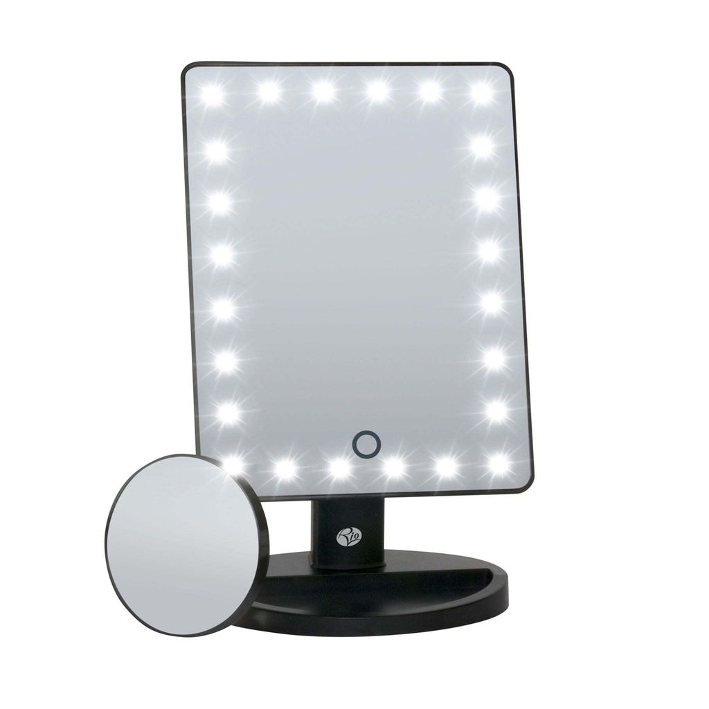 Rio Beauty Makeup Mirror with 24 Dimmable LEDs Black 6x6x25cm
