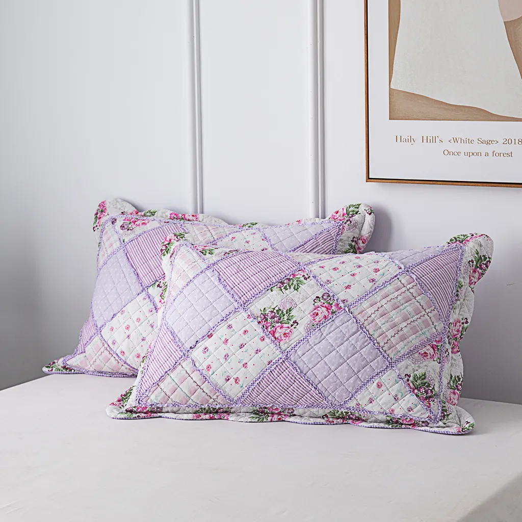 Couette douce patchwork violette réversible en microfibre brossée double