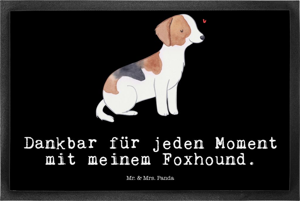 Mr. & Mrs. Panda fußmatte Foxhound Moment 50 x 75 cm - Schwarz - Geschenk, flurmatte, Schmutzfangmatte, Gummimatte, Fußabstreifer, Jagdhund, Lauf...