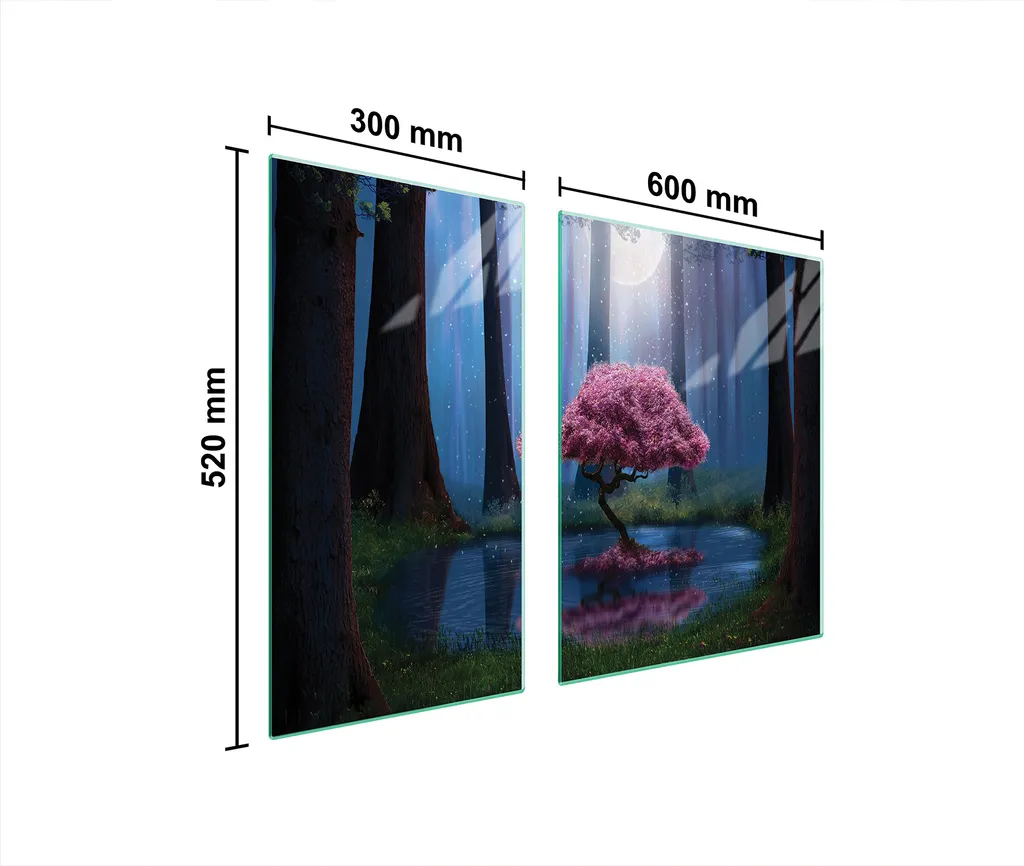 Copri Piano Cottura 90x52 Vetro Temperato Foresta - Set 2 Pezzi Multiuso