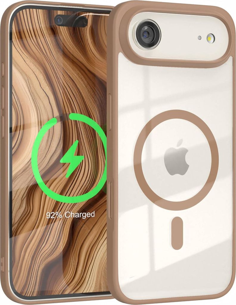 EAZY CASE Clear MagSafe Case für Apple iPhone Air, Qi-Charging, Silikon mit Kameraschutz, Bumper Case in Braun