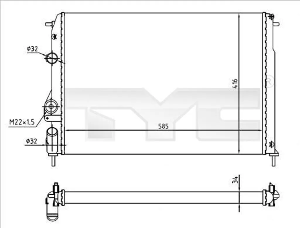 Radiateur moteur Logan et Megane I - Refroidissement moteur TYC OE