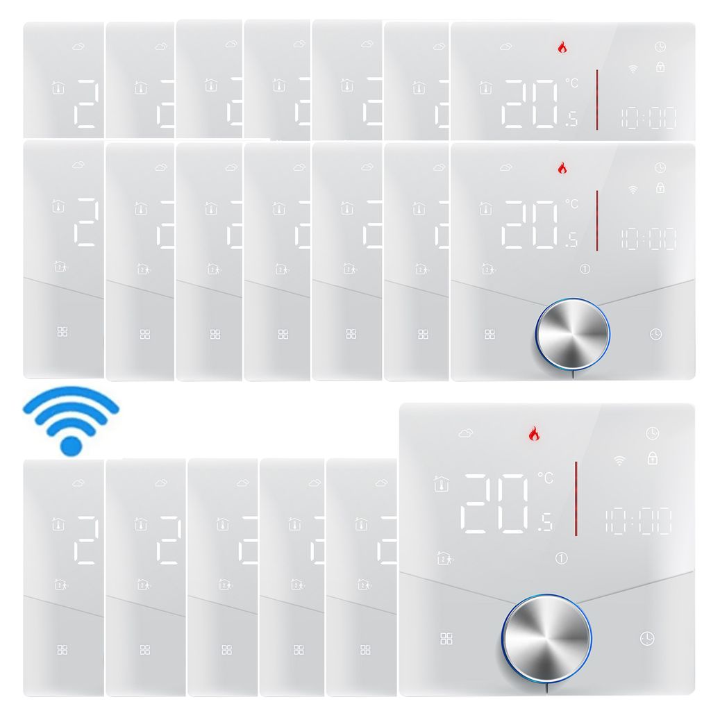 20X Smart Tuya WiFi-Thermostat, Digital LED Raumthermostat Sprachsteuerung Wandthermostat fuer 3A Kesselheizung Fussbodenheizung mit dimmbarer Lich...