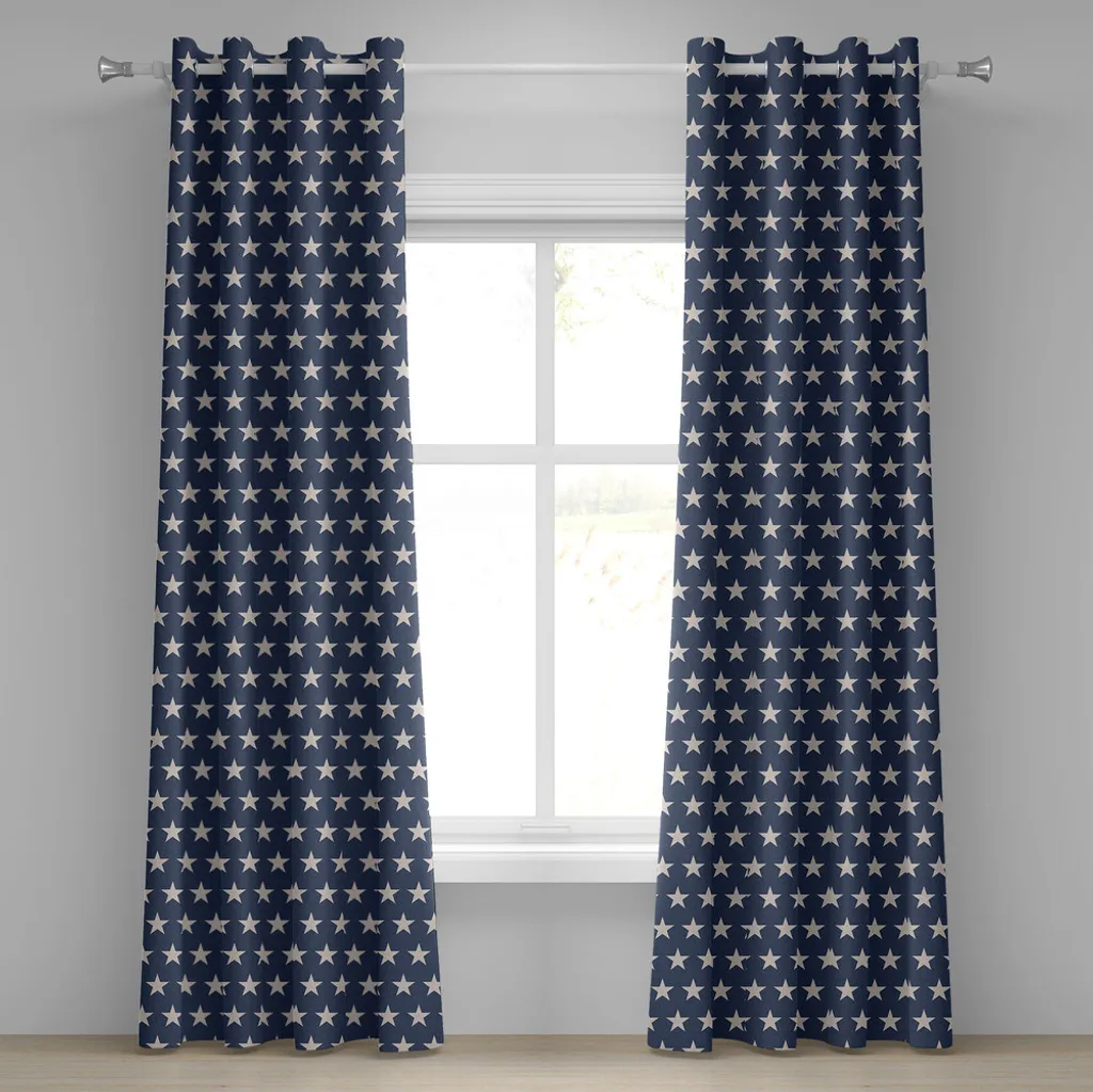 Rideau bleu nuit à motifs étoiles minimalistes 280 cm x 175 cm chic