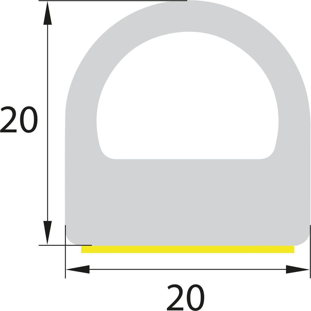 DP2 EPDM Moosgummi Halbrundprofil D Profil 20x20 mm selbstklebend Gummidichtung