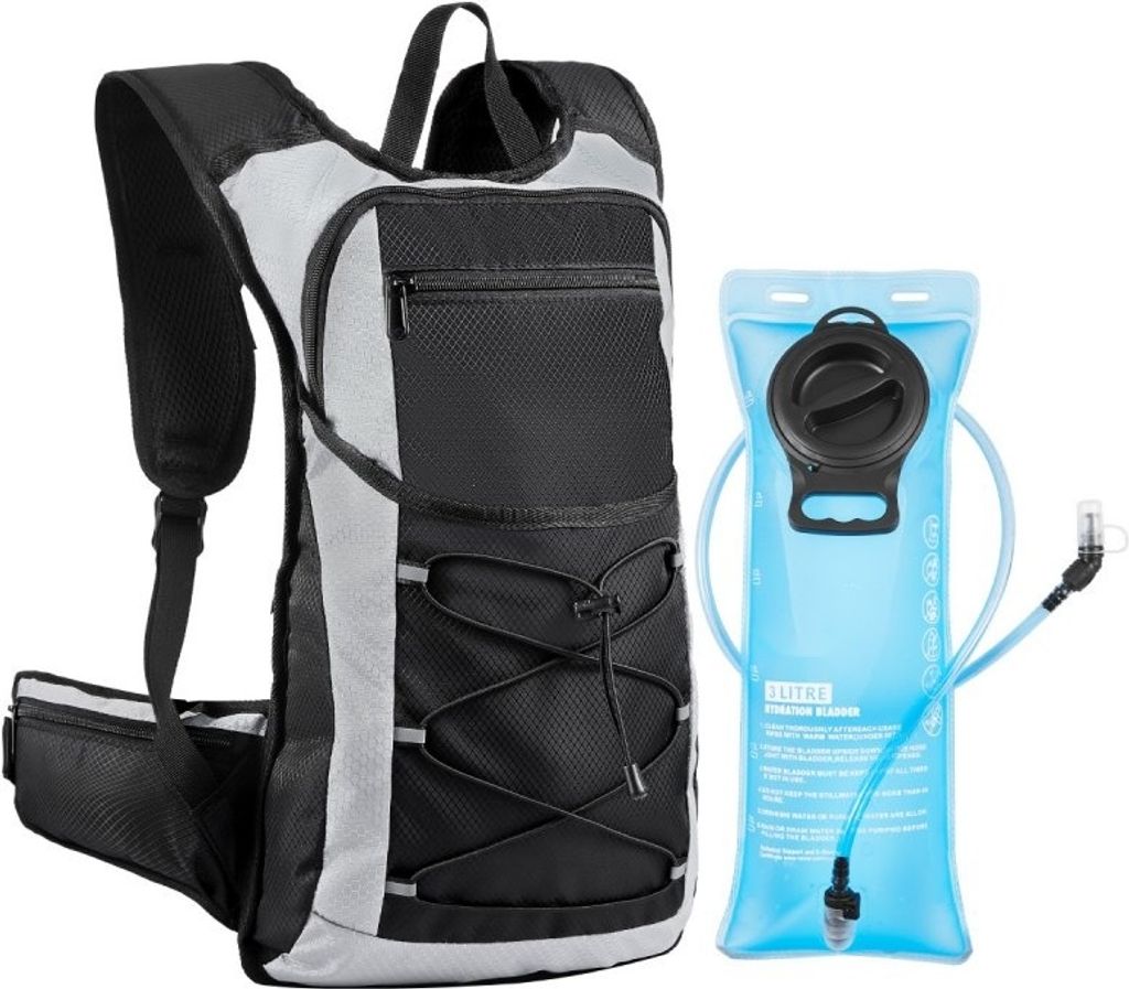 Velaufrucksack Trinkrucksack 3L - TPU Wasserblase, Fahrradrucksack, Schwarz - Ideal für Camping & Outdoor-Aktivitäten