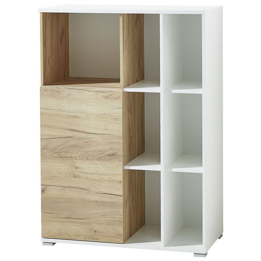 Büro Aktenschrank GENT-01 in Navarra Eiche Nb. und weiß BxHxT ca. 85x120x40cm