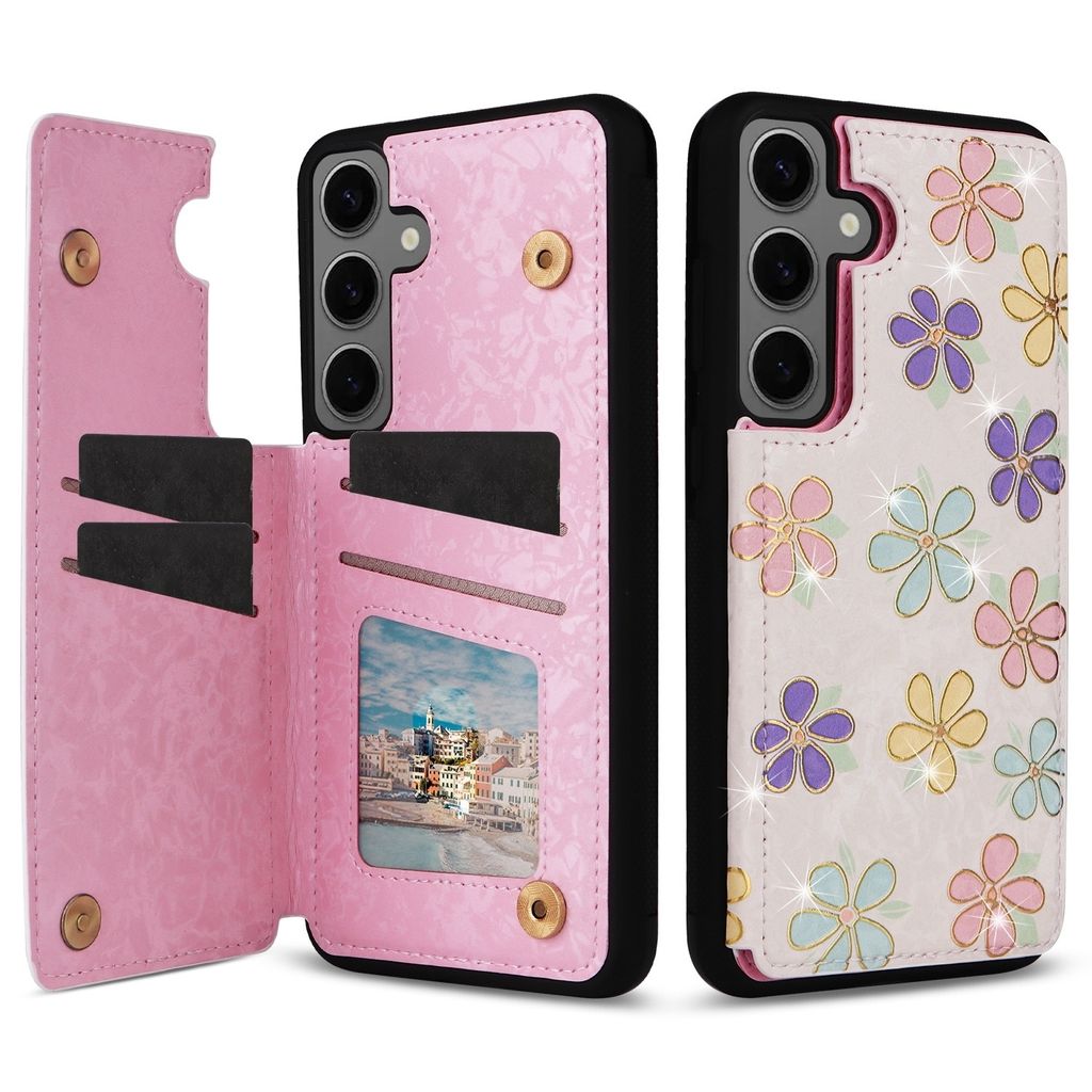 Für Samsung Galaxy S24 Plus Design RFID Anti Datenklau Hülle Blumen TPU Motiv 3
