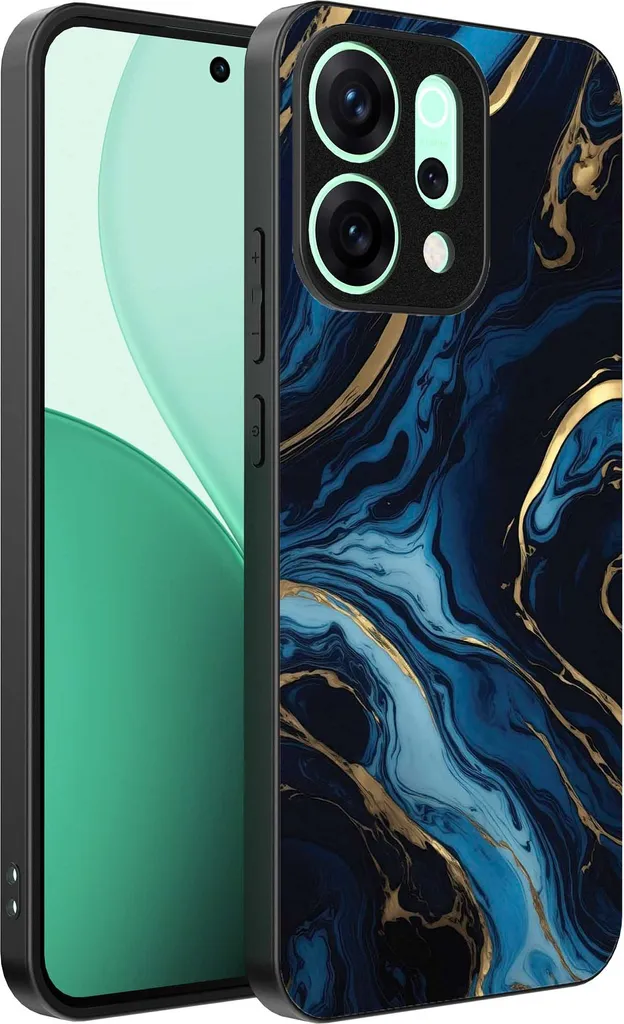 Cover Oppo Reno 14 Marmo Blu e Oro - Protezione Antiurto TPU Smartphonica