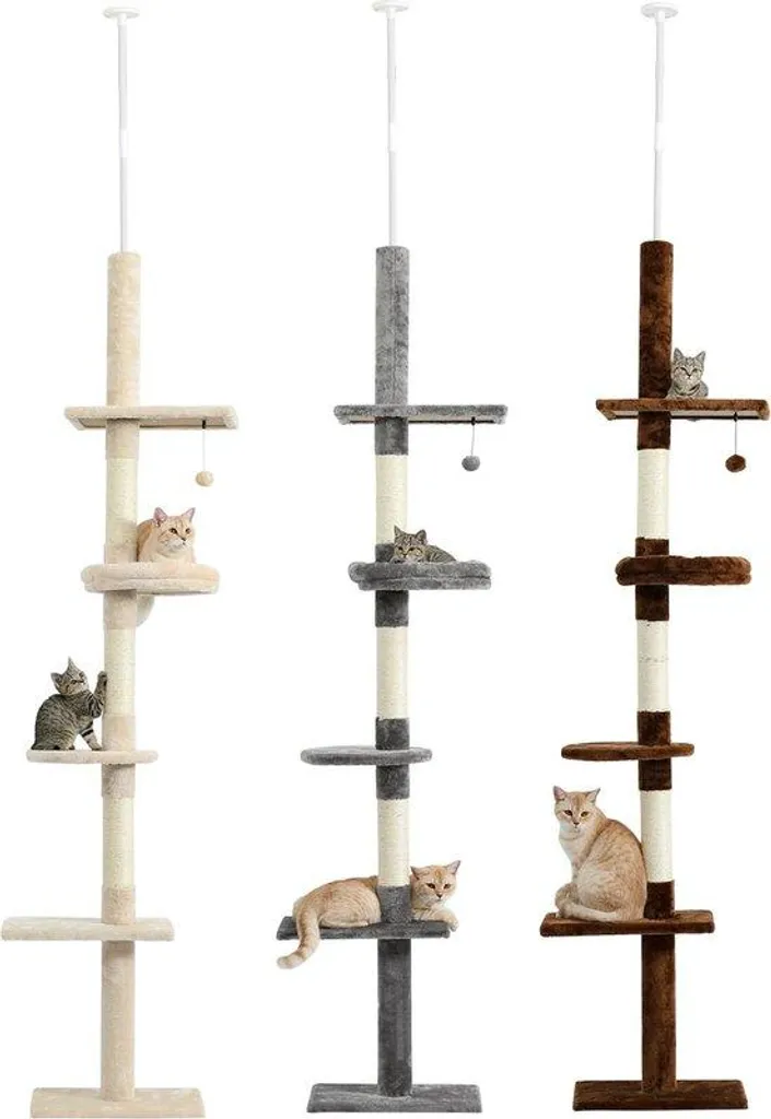Arbre à chat sol-plafond réglable - Tour de jeu pour chat avec condo