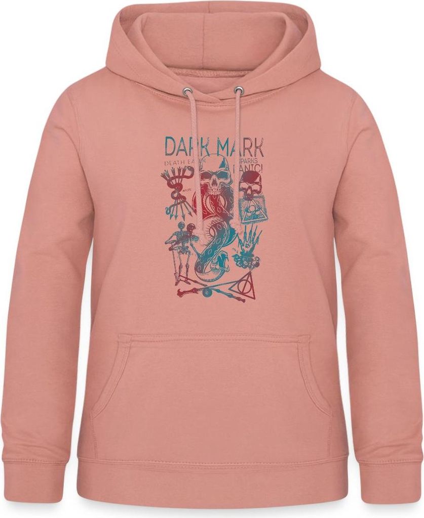 Spreadshirt Harry Potter Dunkles Mal & Horkruxe Design Damen Hoodie, S, Altrosa