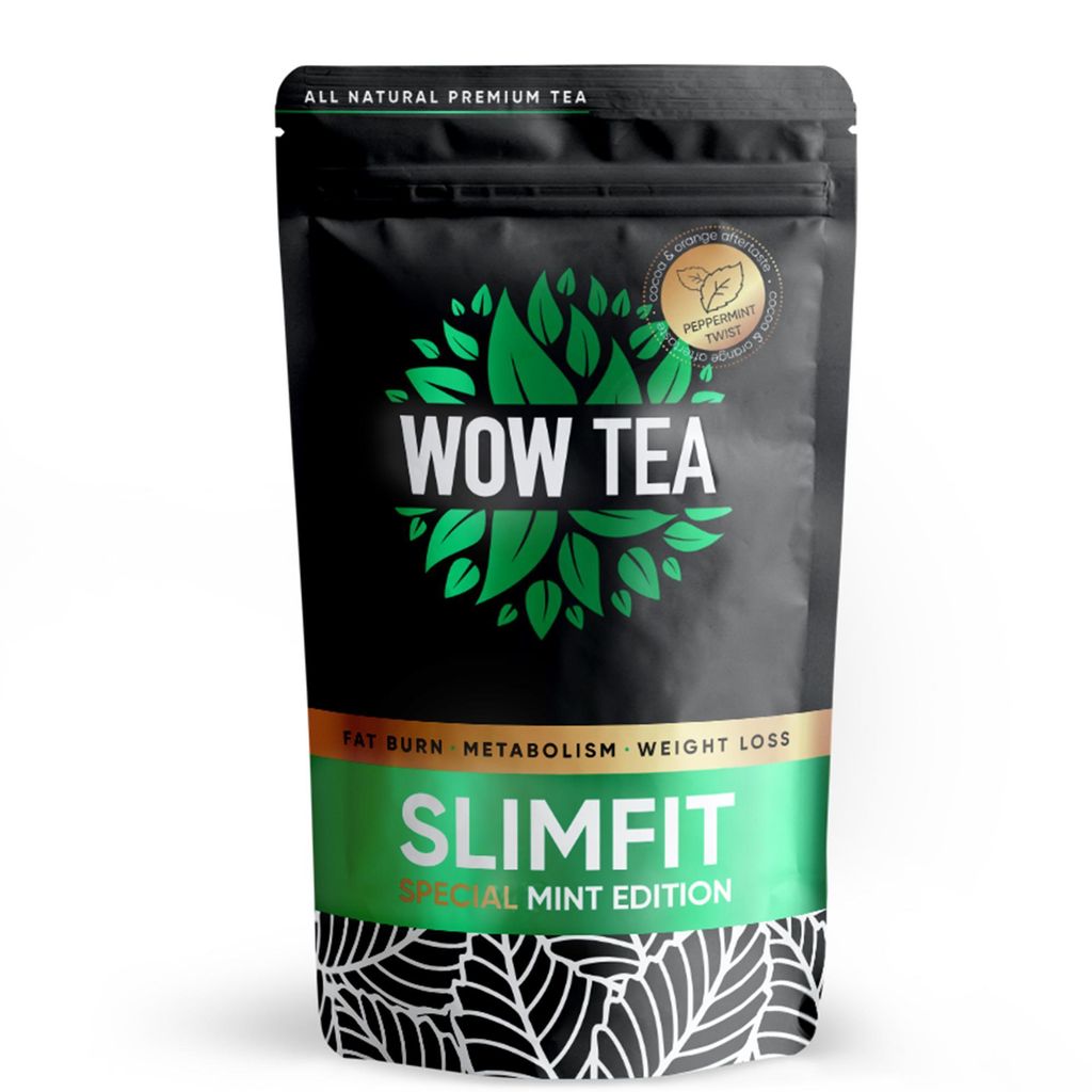 WOW TEA Mint SlimFit Tee – Aromatische Kräutermischung mit Grüntee, Mate & Himbeerblättern – Natürlicher Detox & Stoffwechsel Tee (150g, EU)