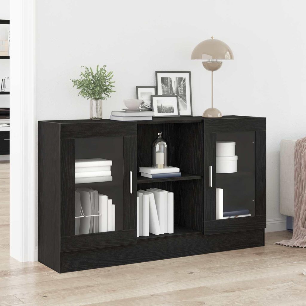 vidaXL Sideboard noir imitation chêne 120 x 30,5 x 70 cm Image du produit 