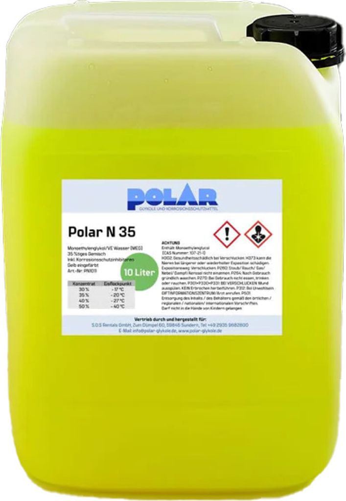 Polar N-MEG Glykol Frostschutzmittel, Monoethylenglykol 35% Gemisch 10 Liter
