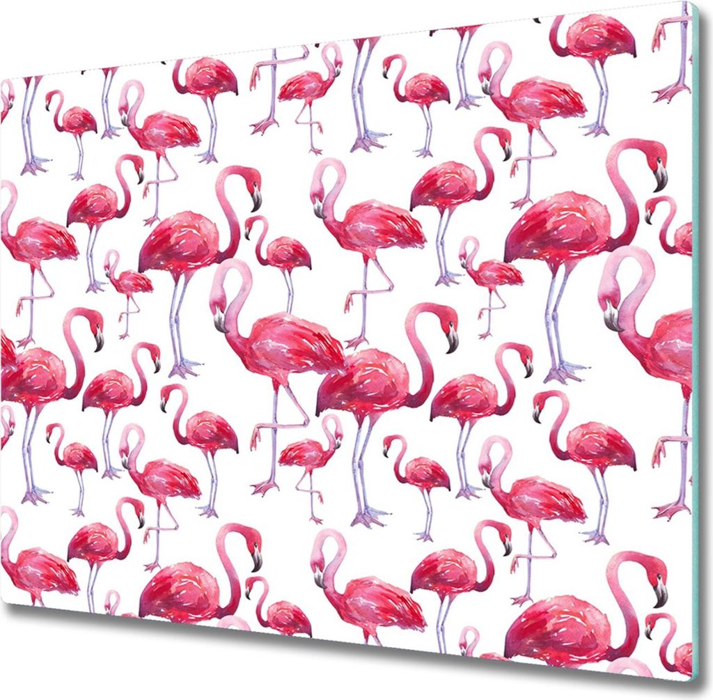 Glas Herdabdeckplatte 60x52 cm Spritzschutz Glasabdeckplatte Schneidebrett Flamingos