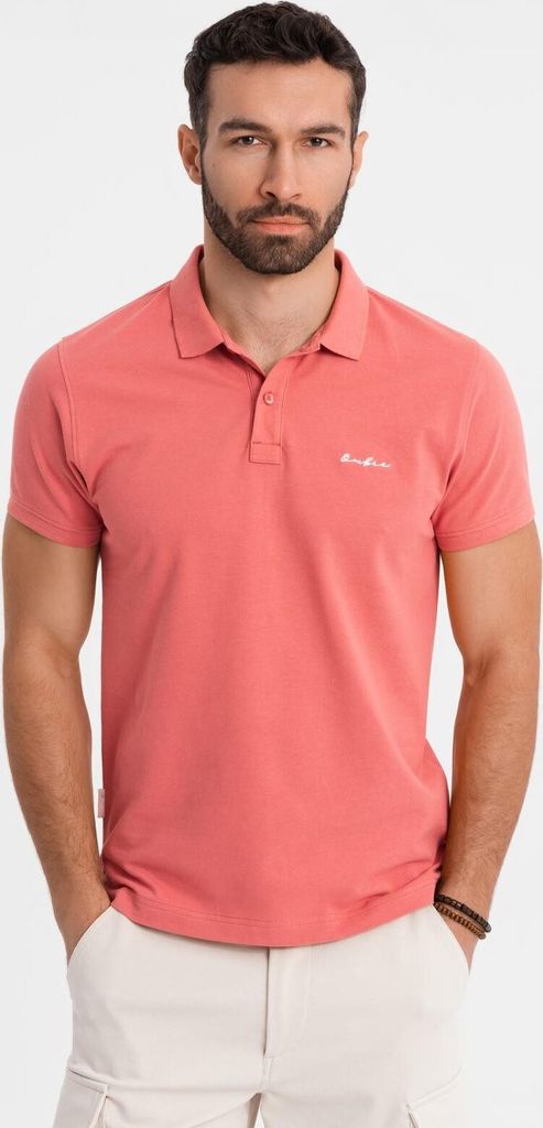 Ombre Clothing Herren-T-Shirt mit Kragen Hasikos koralle S
