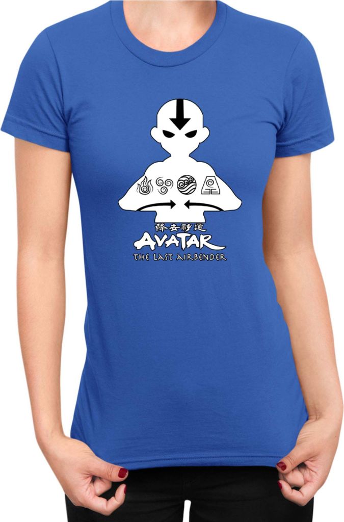 Damen T-Shirt Japan Manga Anime Comics Animation Avatar Aang, Lady XS / Blau