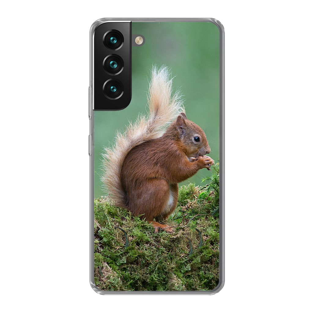 MuchoWow Handyhülle Schutzhülle Hülle für Samsung Galaxy S22 Waldtier - Eichhörnchen - Moos Silikon Softcase Handy Hülle - Mobiltelefonhülle